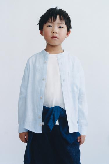 100% LINEN SHIRT - Blue by Zara