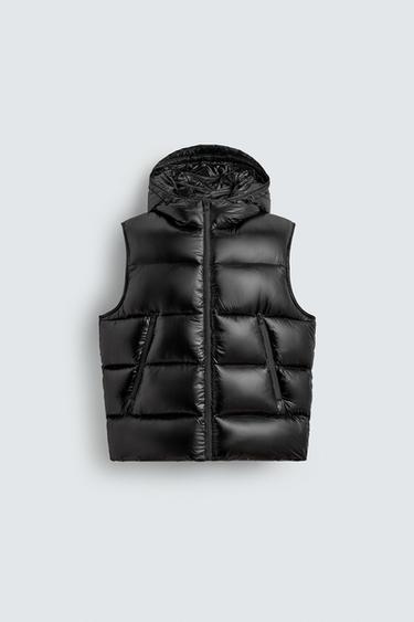 100% FEATHER DOWN PUFFER GILET - Black by Zara