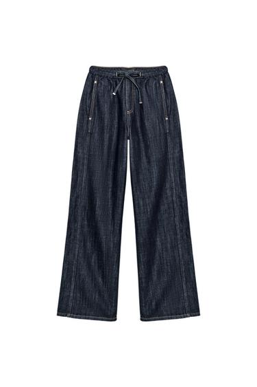 Z1975 MID-WAIST WIDE-LEG JOGGER JEANS - Blue by Zara