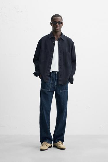 LYOCELL - COTTON SHIRT - Navy blue by Zara - Image 0