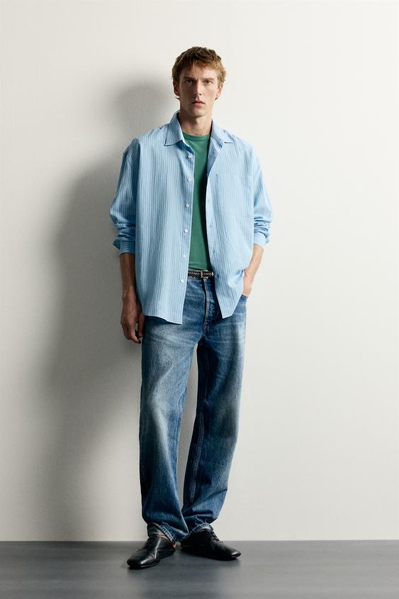 RELAXED FIT CHECK SHIRT - Sky blue by Zara - Image 0