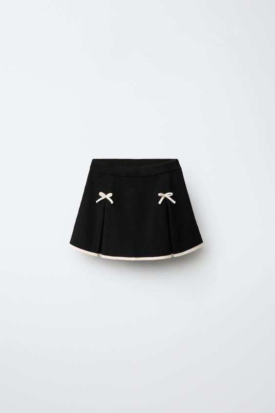 KNIT SKIRT WITH BOWS - Black by Zara - Image 0