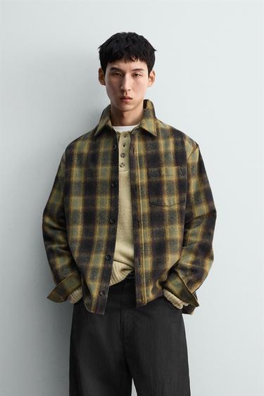 CHECK RELAXED FIT OVERSHIRT - Brown / Green by Zara