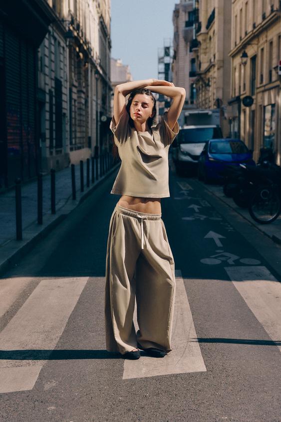 FITTED COTTON T-SHIRT - Sand by Zara - Image 0