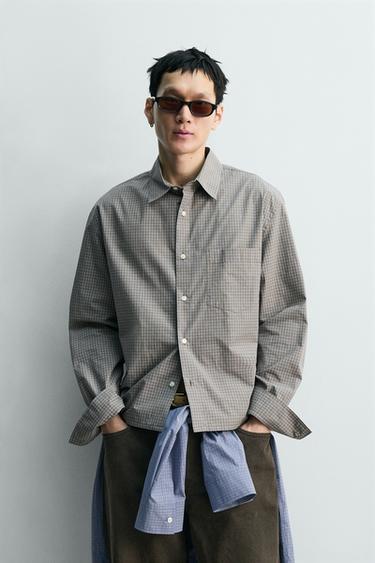 BOXY FIT CHECK SHIRT - Black / White by Zara