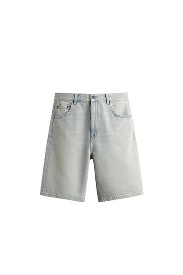RELAXED FIT DENIM BERMUDA SHORTS - Light blue by Zara