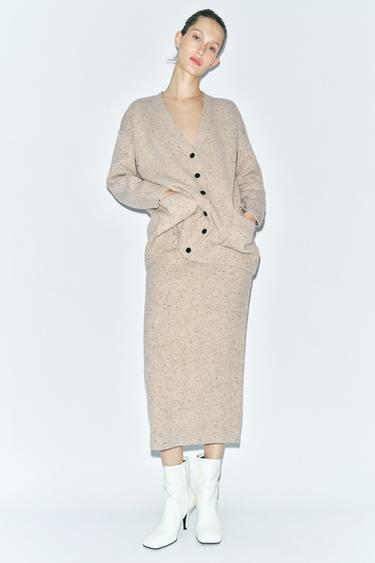 100% WOOL MIDI SKIRT - Beige by Zara - Image 0