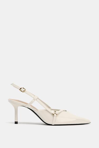 STRAPPY HIGH-HEEL SHOES WITH BUCKLES - white by Zara