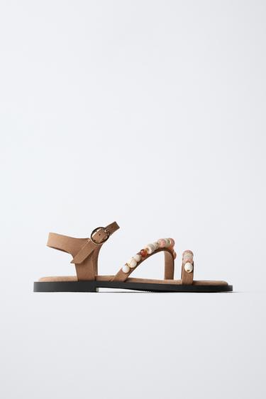 BEADED SANDALS - Brown by Zara