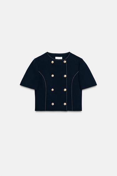 SHORT SLEEVE BLAZER - Navy blue by Zara