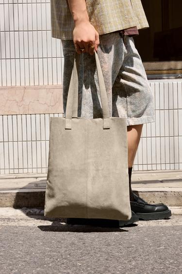 LEATHER TOTE BAG - Sand Brown by Zara