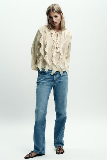 ROMANTIC RUFFLED BLOUSE - Butter by Zara