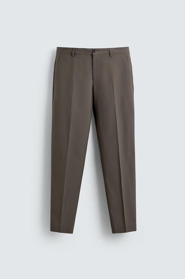 SLIM FIT SUIT TROUSERS - Taupe grey by Zara