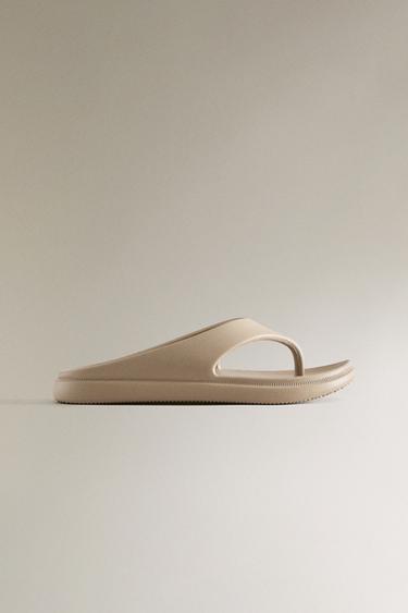 RUBBERISED FLAT SANDALS - Green by Zara - Image 0