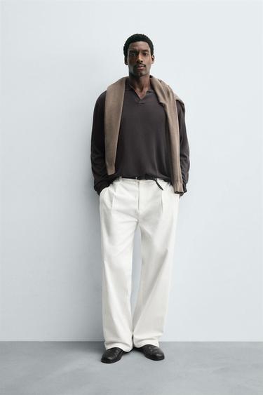 TEXTURED KNITTED POLO SHIRT - Dark grey by Zara - Image 0