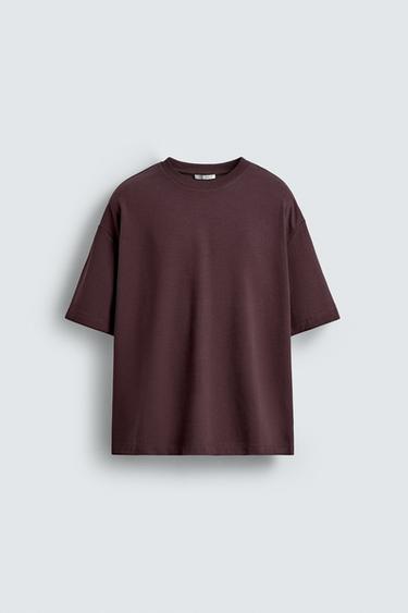 EMBROIDERED FLOWER T-SHIRT - Wine by Zara
