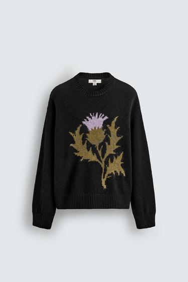 LIMITED EDITION JACQUARD THISTLE JUMPER - Multicoloured by Zara