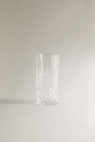 TALL GLASS WITH RAISED DESIGN - Transparent by Zara