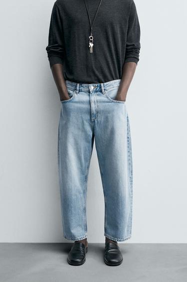 TAPERED WIDE-LEG JEANS - Light blue by Zara