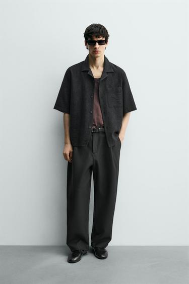 RELAXED FIT JACQUARD SHIRT - Black by Zara