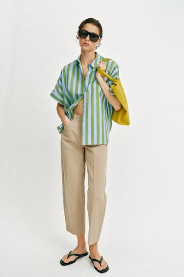 BARREL TROUSERS WITH IRONED CREASE - Light camel by Zara
