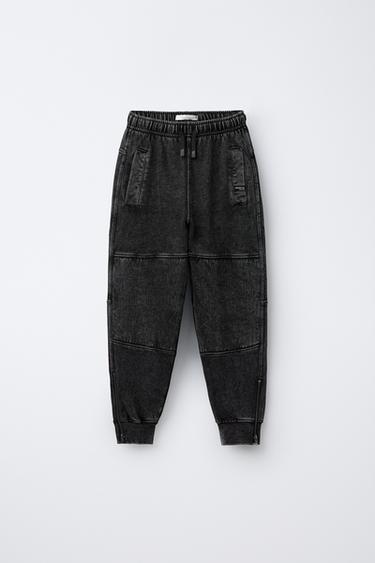 SLIM FIT TROUSERS WITH ZIPS - Black by Zara