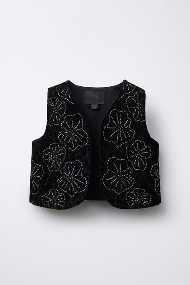 BEADED VELVET WAISTCOAT - Black by Zara