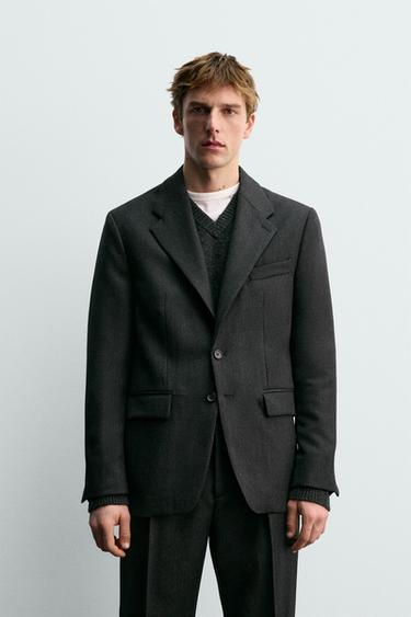 100% WOOL TWILL SUIT BLAZER AARON LEVINE X ZARA - Dark grey by Zara