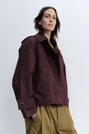 ZW COLLECTION WATER-REPELLENT TRENCH COAT - Burgundy by Zara