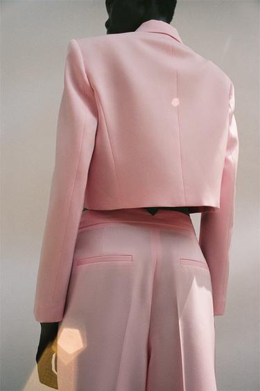CROPPED BLAZER WITH SHOULDER PADS - Pink by Zara