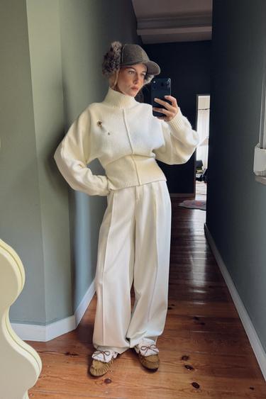 SOFT KNIT HIGH NECK JUMPER - Oyster-white by Zara