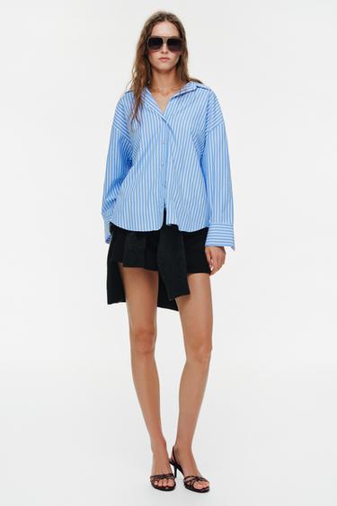 BASIC POPLIN SHIRT - Blue/White by Zara - Image 0
