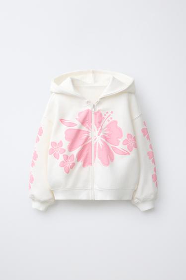 HIBISCUS PRINT HOODIE - Oyster-white by Zara