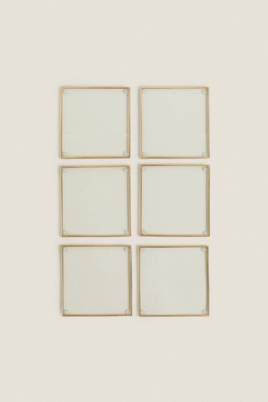 PACK OF METAL AND GLASS COASTERS (PACK OF 6) - Gold by Zara - Image 0