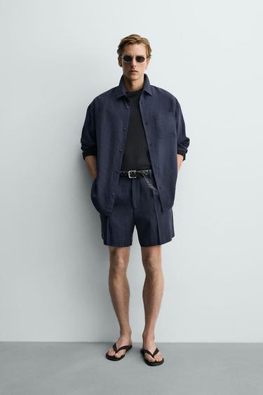 OVERSIZE SOFT FLOWING SHIRT - Navy blue by Zara