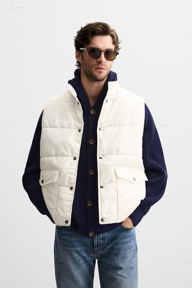 PUFFER GILET WITH POCKETS - Sand by Zara