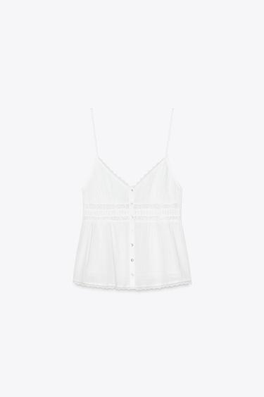 EMBROIDERED LACE TOP - White by Zara