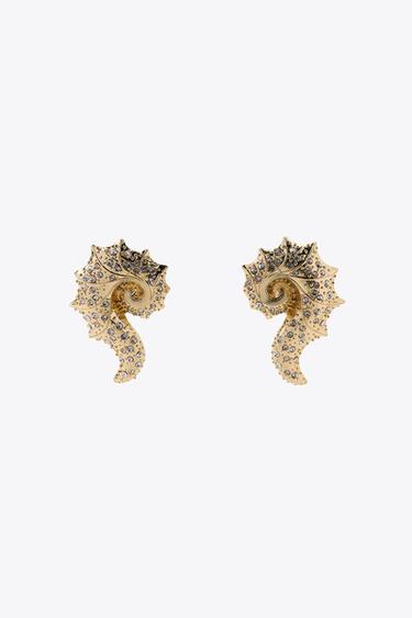 BEJEWELLED CONCH SHELL EARRINGS - Golden by Zara