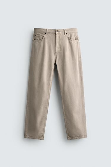 LIGHTWEIGHT COTTON-HEMP JEANS - Light beige by Zara