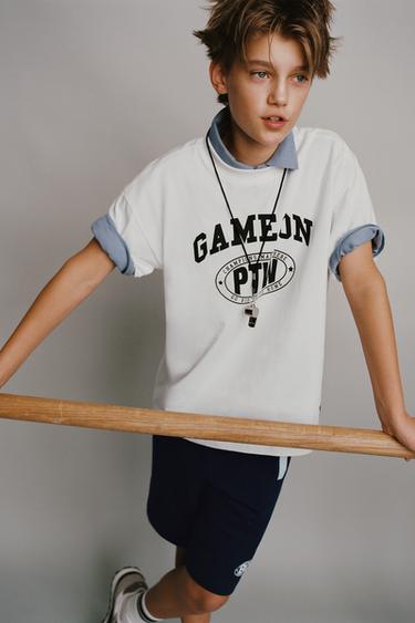 JOGGING T-SHIRT WITH SLOGAN - White by Zara