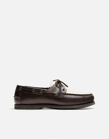 LEATHER DECK SHOES - Multicoloured by Zara