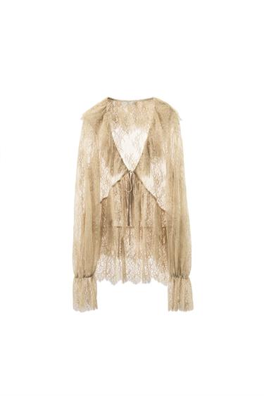 LACE SHIRT WITH RUFFLES ZW COLLECTION LIMITED EDITION - Ecru by Zara