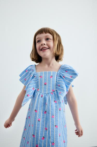 RUFFLED PRINT DRESS - Light blue by Zara