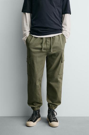 SLIM FIT CARGO TROUSERS - Khaki by Zara