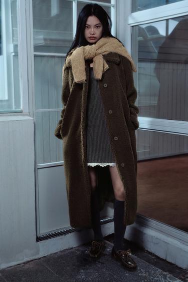FAUX SHEARLING COAT - Dark brown by Zara