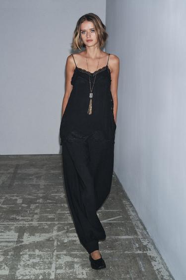 ZW COLLECTION LACE CAMISOLE TOP - Black by Zara