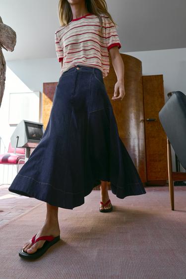 A-LINE MIDI SKIRT - Blue by Zara
