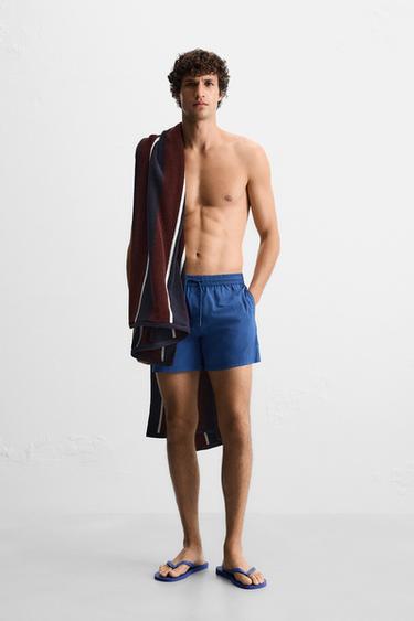 BASIC MID-LENGTH SWIMMING TRUNKS - Blue by Zara - Image 0