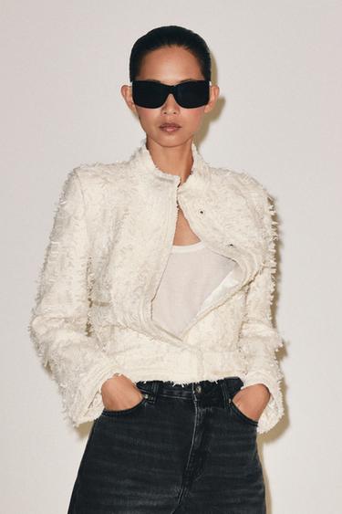 ZW COLLECTION RAISED COLLAR JACKET - Ecru by Zara