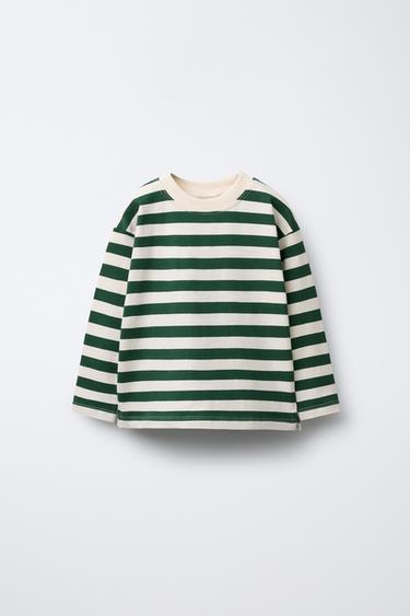 STRIPE PRINT T-SHIRT - Green by Zara
